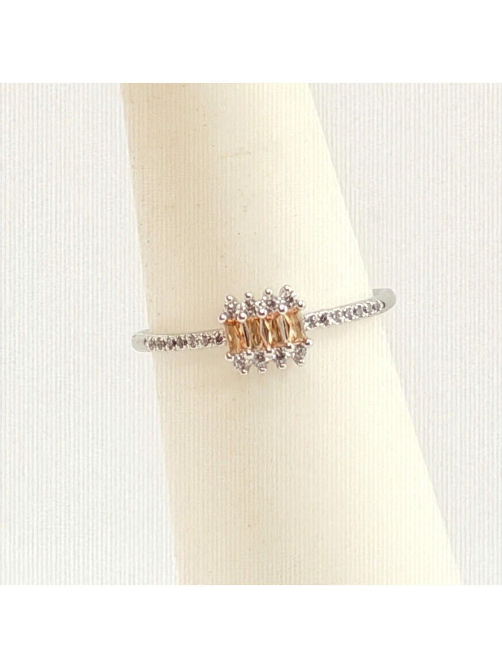 Bomb Party Dainty Ring Sz 11 RBP5401 "She's a Ten" Smokey Topaz on Rhodium